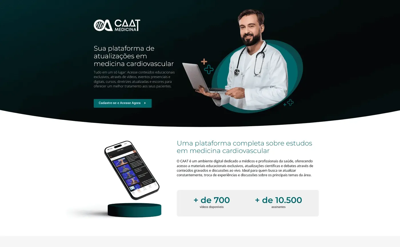 Tela inicial do site CAAT Medicina