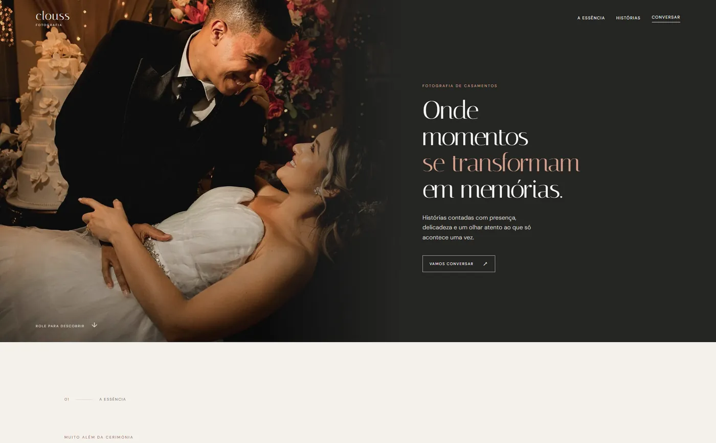 Tela inicial do site Clouss